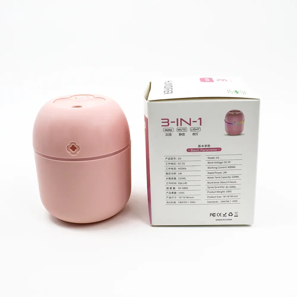 USB Portable 3-in-1 Air Humidifier | Mute, Colorful LED Light & Aromatherapy | For Home, Office & Car
