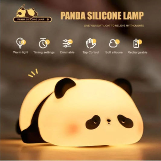 Cute Panda Soft Silicone LED Animal Bedside Lamp | Tap Control & USB Rechargeable | Panda Night Light for Kids