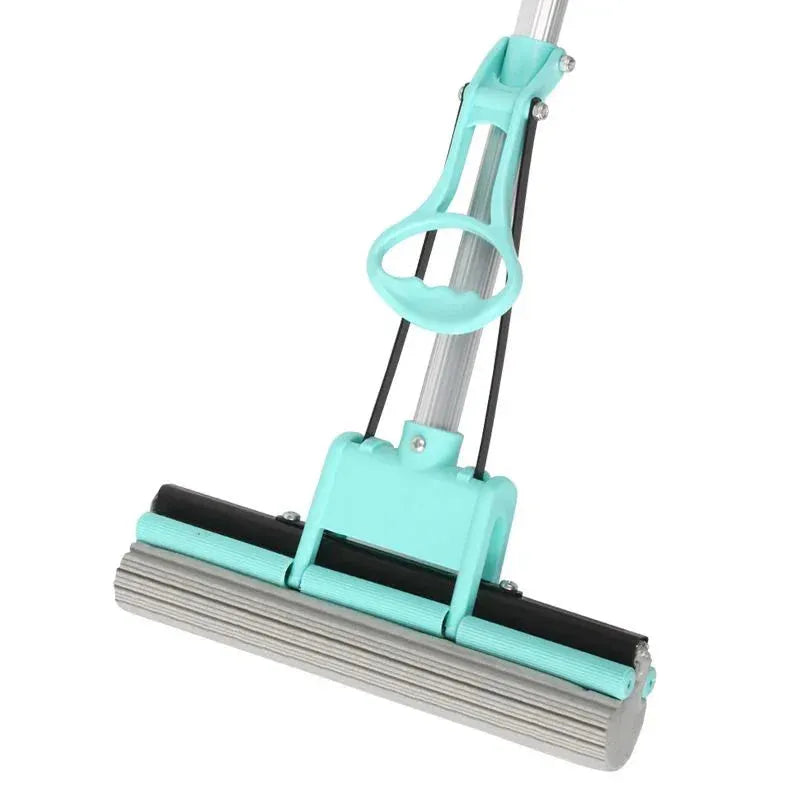 Adjustable squeeze water floor cleaning mop with microfiber magic sponge and ergonomic handle