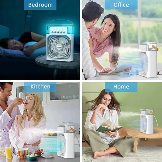 10-Inch Large Portable Air Conditioner Fan with Mist & LED Light With 7 Colors