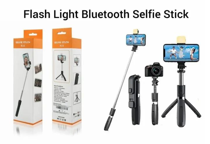 R1s Bluetooth Selfie Stick with Remote & LED Light – 3-in-1 Tripod Stand