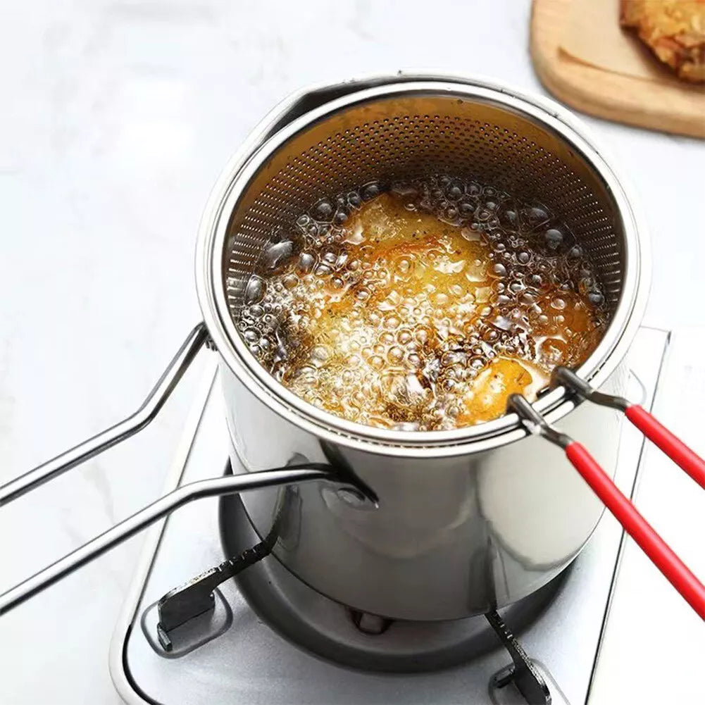 Stainless Steel Deep Fry Pot with Strainer Basket