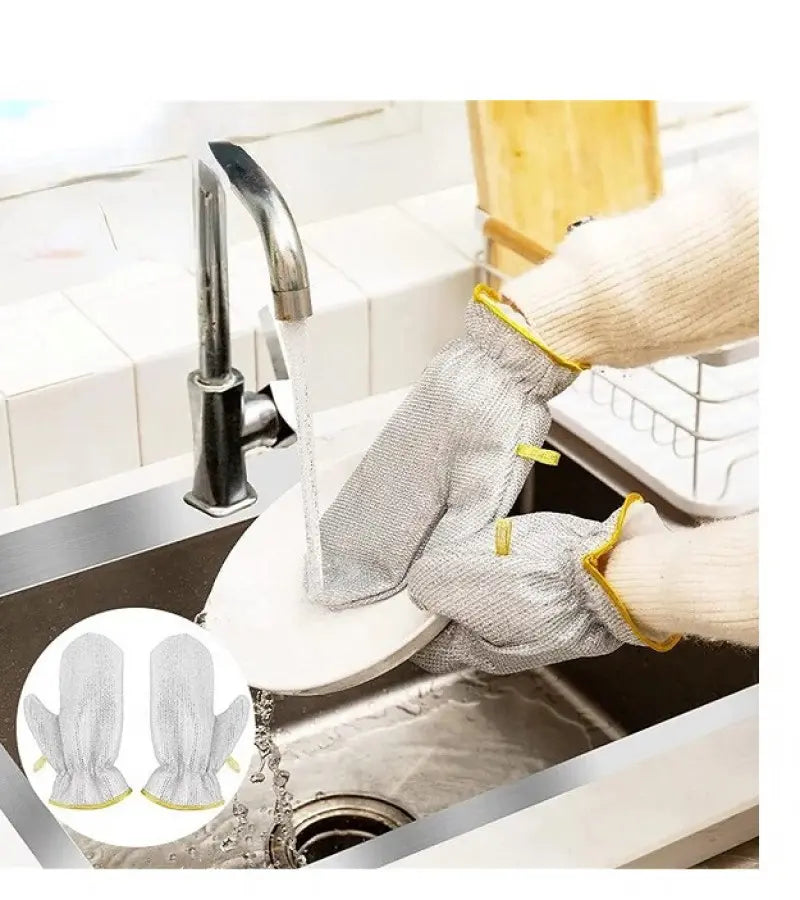 1 Pair Wire Dishwashing Gloves – Kitchen Cleaning Gloves