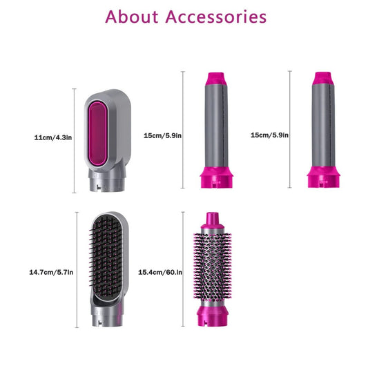5-in-1 Electric Hair Dryer Brush Kit | Blow Dryer, Straightener, Curler & Volumizer Styling Tool