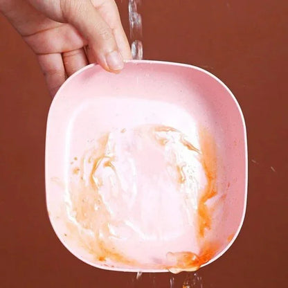 Hand washing pink plastic plate with food stains, multi-function kitchenware, sunehri store