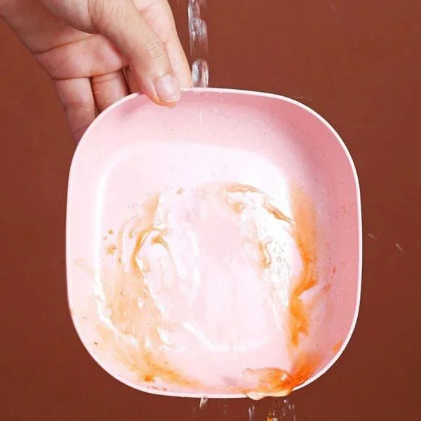 Hand washing pink plastic plate with food stains, multi-function kitchenware, sunehri store