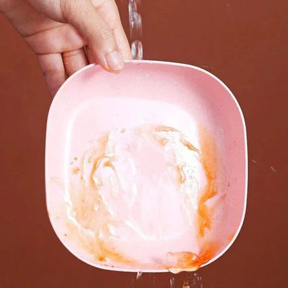 Hand washing pink plastic plate with food stains, multi-function kitchenware, sunehri store