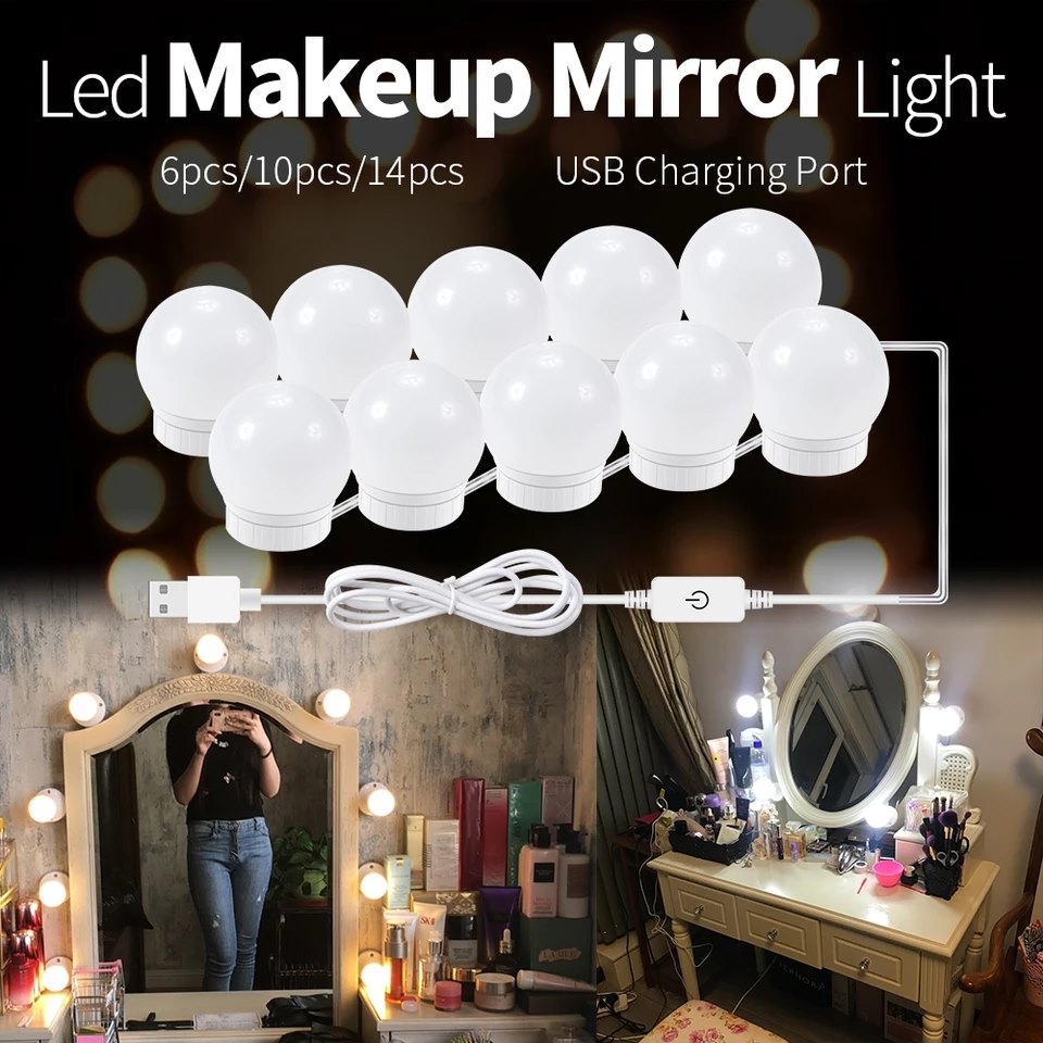 LED Vanity Mirror Lights – 14 Dimmable Bulbs for Makeup Desk