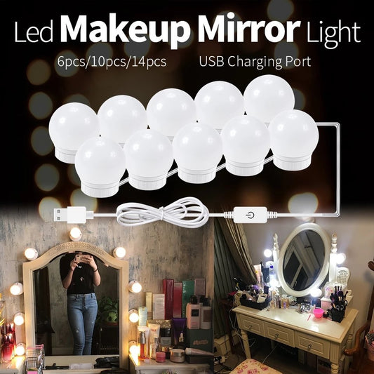 LED Vanity Mirror Lights – 14 Dimmable Bulbs for Makeup Desk