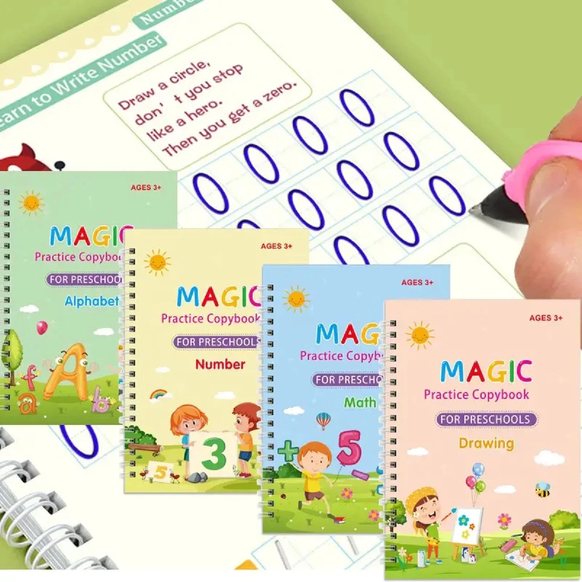 sunehri store preschool magic practice copybooks for alphabet, number, math, drawing, and handwriting practice