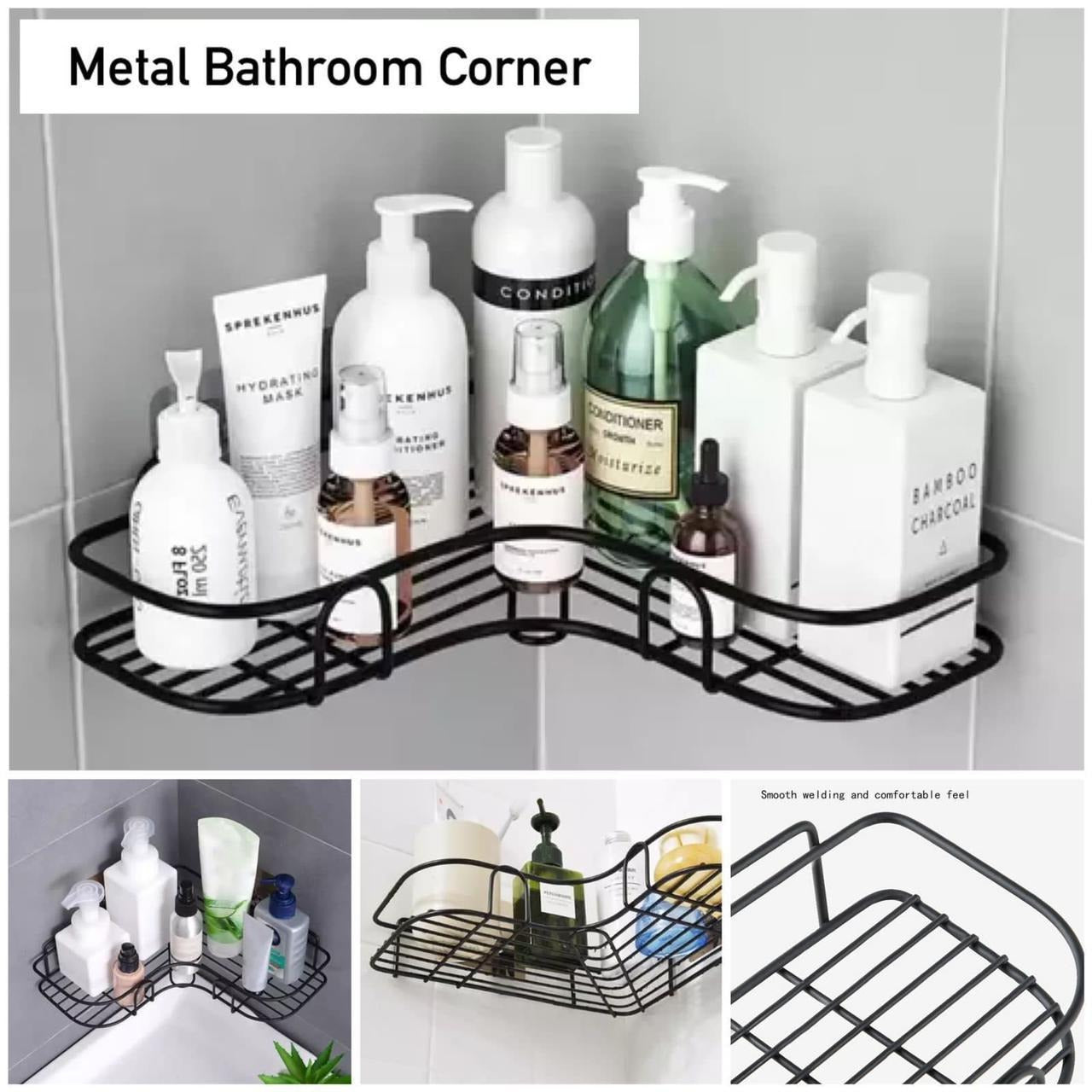 Wall Corner Rack | Multipurpose Kitchen & Bathroom Corner Organizer | Metal Shelf Wall Mount Storage Rack