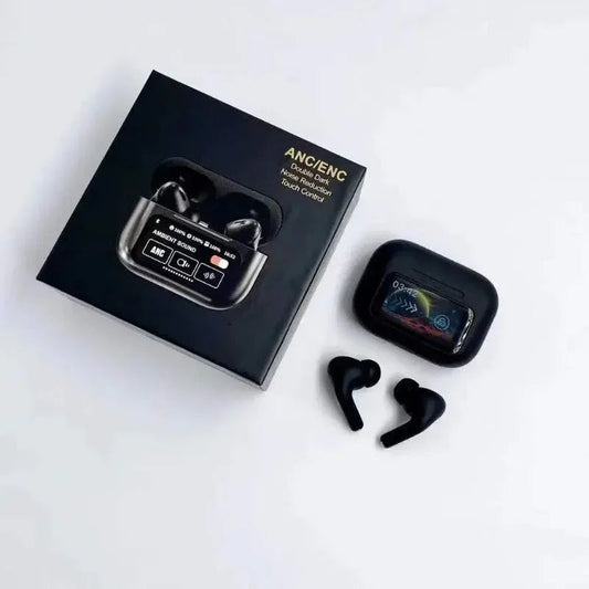 sunehri store wireless earbuds with charging case, box, and digital display