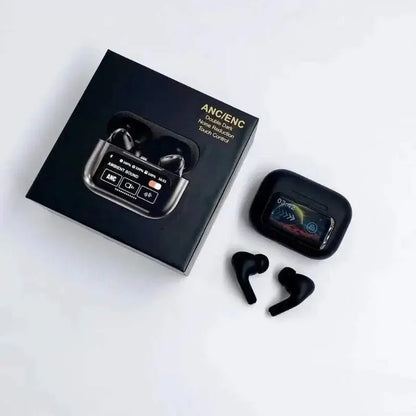 sunehri store wireless earbuds with charging case, box, and digital display
