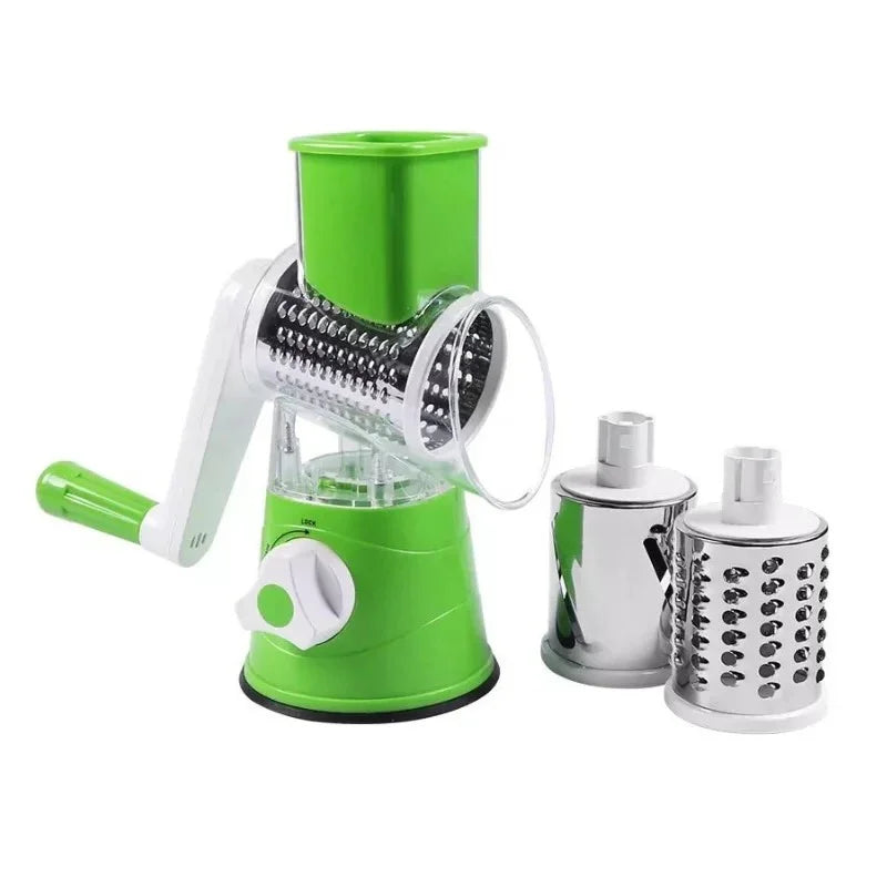 sunehri store green manual rotary grater with three stainless steel drum blades