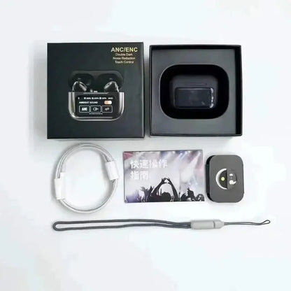 sunehri store ANC/ENC wireless earbuds set with charging case, cable, and accessories
