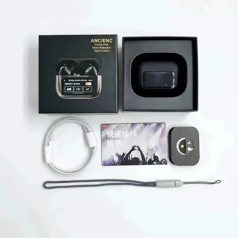 sunehri store ANC/ENC wireless earbuds set with charging case, cable, and accessories