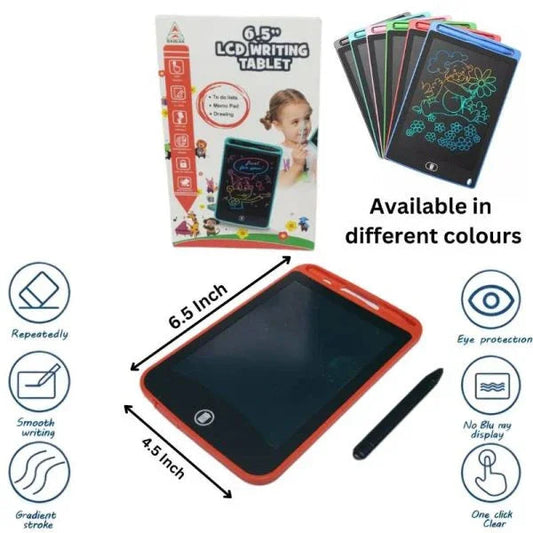 sunehri store 6.5-inch multi-color LCD writing tablet for kids with stylus, available in assorted colors