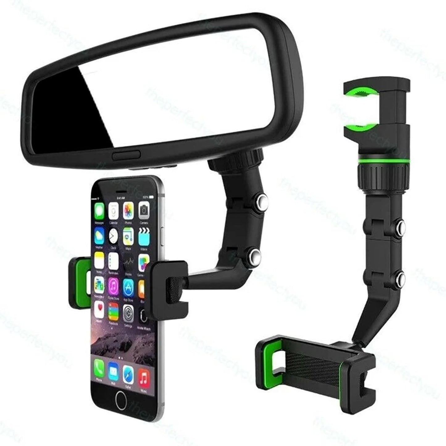Universal Car Rearview Mirror Phone Holder | Hands-Free Adjustable Mount for Smartphones & GPS