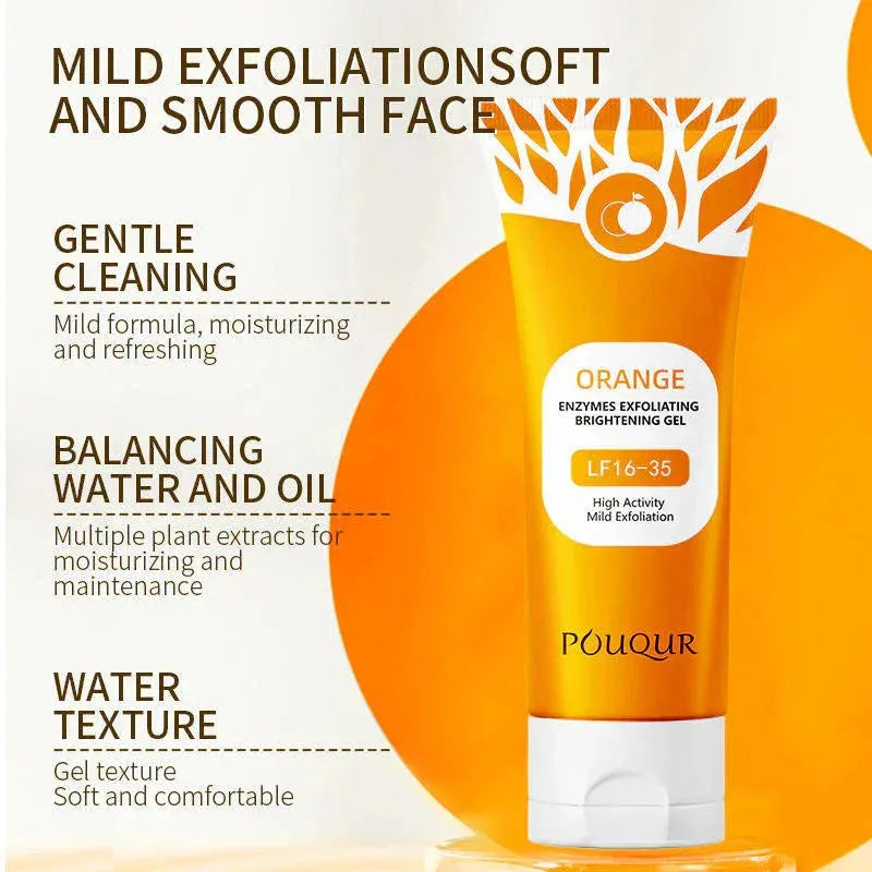 Pouqur Orange Enzymes Exfoliating Brightening Gel for gentle cleaning and balanced moisturizing