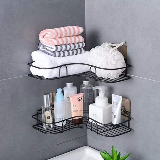 Wall Corner Rack | Multipurpose Kitchen & Bathroom Corner Organizer | Metal Shelf Wall Mount Storage Rack