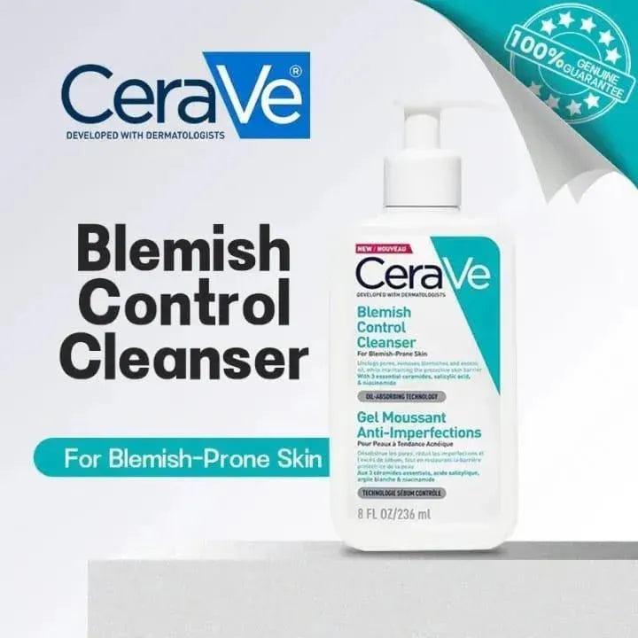 CeraVe Blemish Control Cleanser for blemish-prone skin, 8 fl oz bottle with 100% genuine guarantee