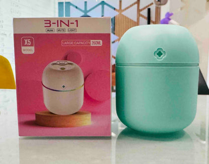 USB Portable 3-in-1 Air Humidifier | Mute, Colorful LED Light & Aromatherapy | For Home, Office & Car