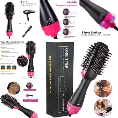 3-in-1 Hot Air Brush: Dryer, Styler & Volumizer in One Step - SUNEHRI STORE