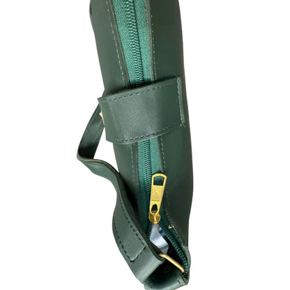 Crescent Leather Luxury Shoulder Bag for Women | Deep Green