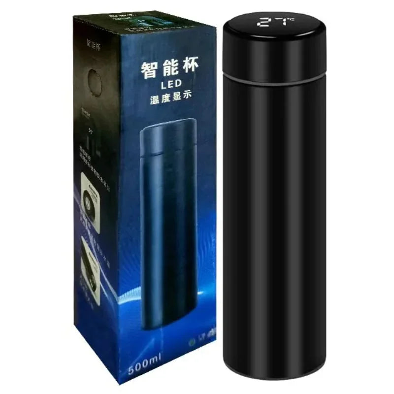 Black smart LED temperature display bottle with box, 500ml, sunehri store