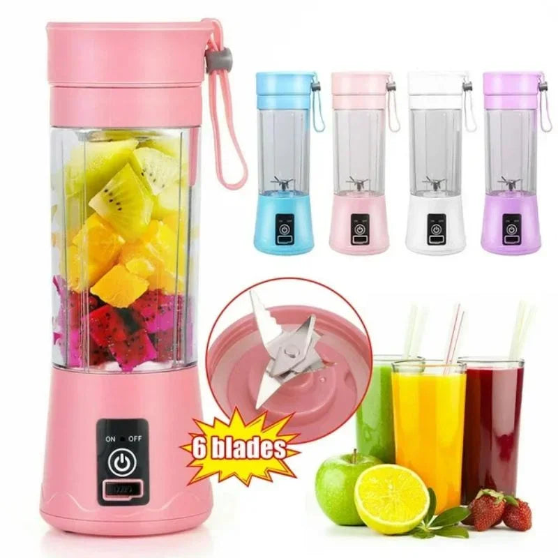 Portable blender with fruits, six blades, and smoothie drinks from sunehri store