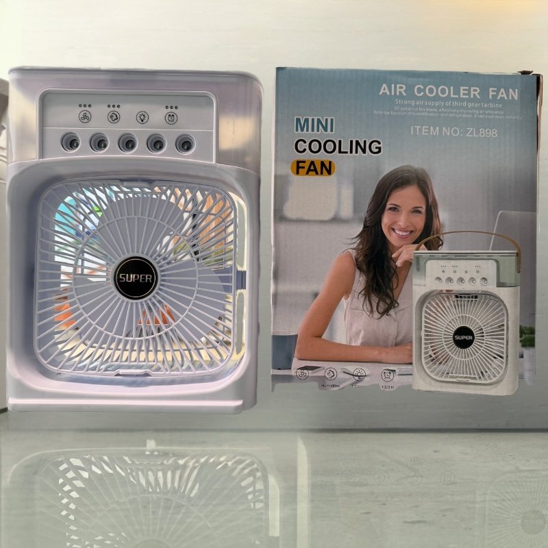 10-Inch Large Portable Air Conditioner Fan with Mist & LED Light With 7 Colors