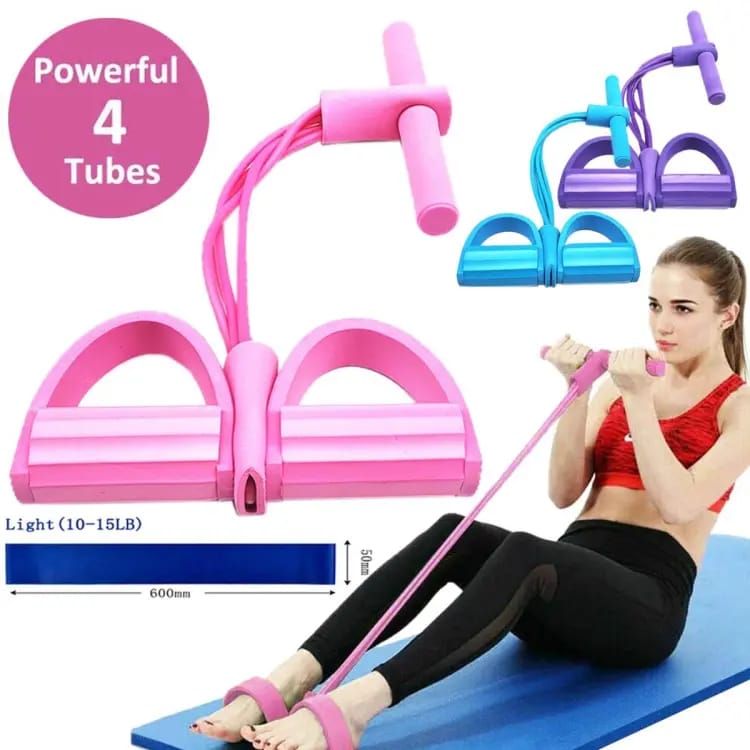 Tummy Trimmer | Foot Pedal Resistance Band | Elastic Sit-Up Pull Rope | Fitness & Yoga Trainer | Random Colors