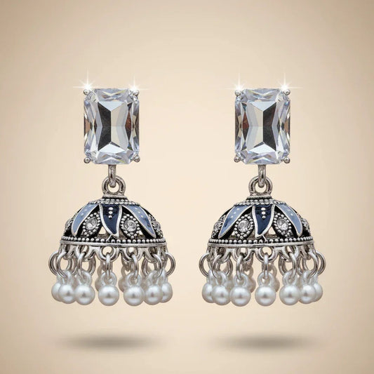 Vintage Silver & Pearl Jhumka Earrings – - SUNEHRI STORE