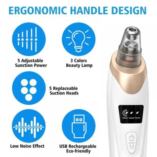 Electric suction blackhead remover with adjustable suction, LED display, and USB charging from sunehri store