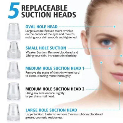 sunehri store electric suction blackhead remover with five replaceable suction heads for pore cleaning