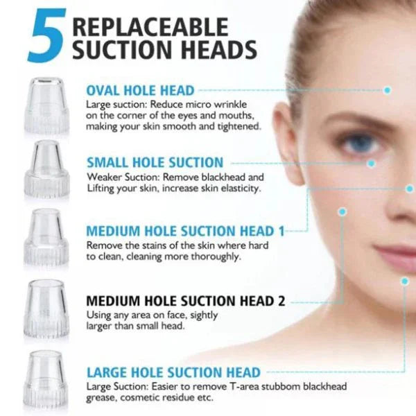 sunehri store electric suction blackhead remover with five replaceable suction heads for pore cleaning
