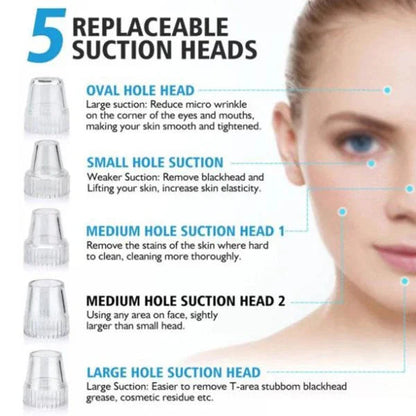 sunehri store electric suction blackhead remover with five replaceable suction heads for pore cleaning