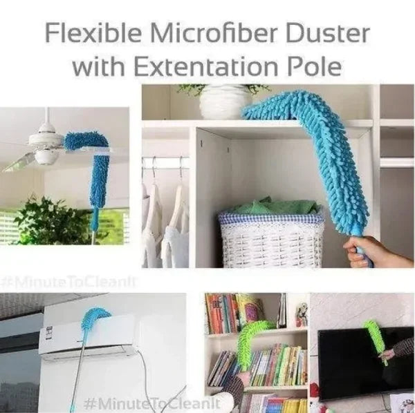 sunehri store flexible microfiber duster with telescopic handle cleaning fans and shelves