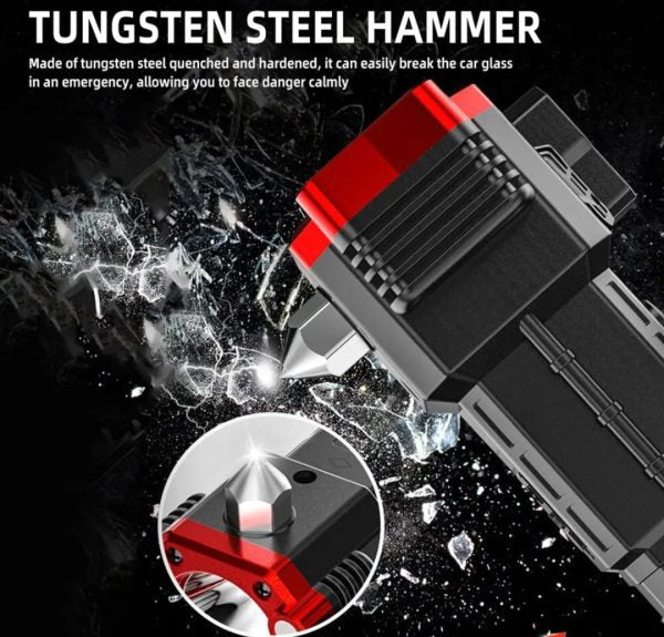 Rechargeable Tactical LED Flashlight | Power Bank with Safety Hammer