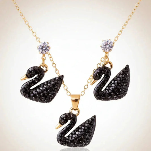Elegant Black Swan Jewelry Set – Necklace & Earrings - SUNEHRI STORE