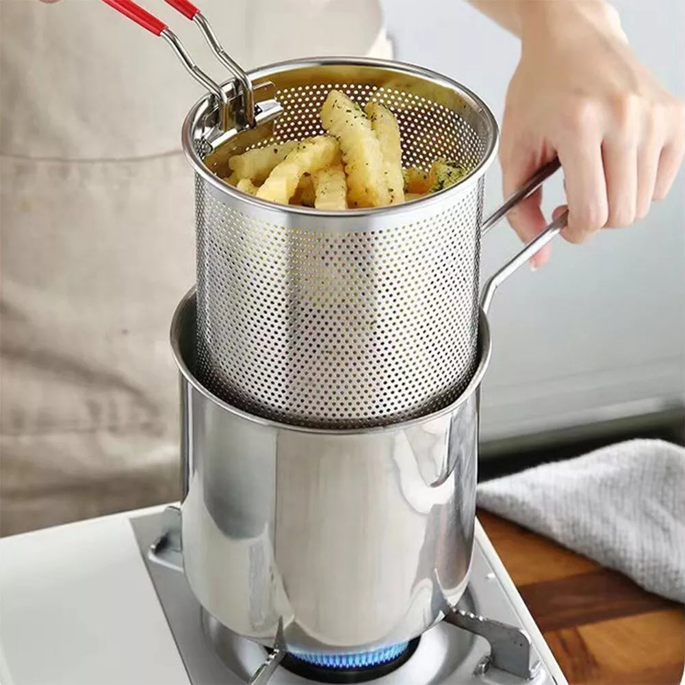 Stainless Steel Deep Fry Pot with Strainer Basket
