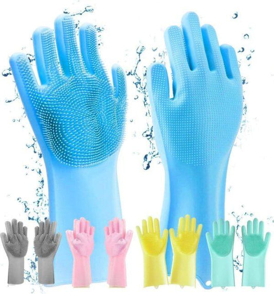 sunehri store silicone washing gloves in assorted colors with bristles for cleaning